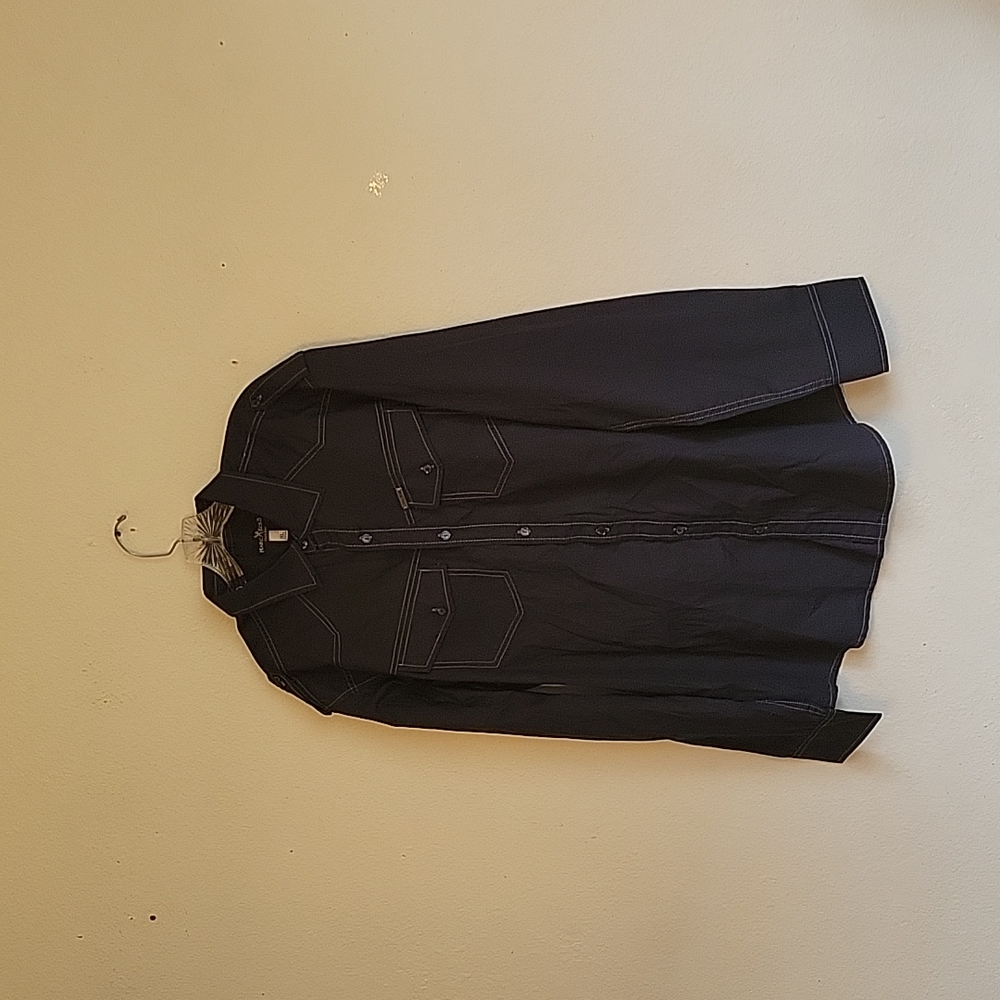 NEW MARC Ecko buttons down long sleeves shirt size XL Color dark  navy - Picture 2 of 16